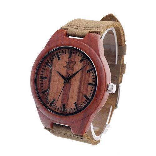 Image of 100% natur Rosewood træ Citizen quartz Herre ur fra La Capia